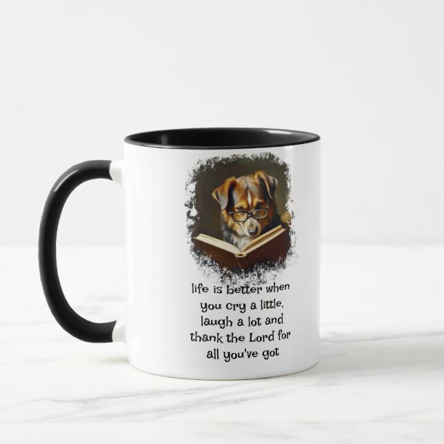 Mug Christian Advice Fun Wise Dog Life est meilleur (Gauche)