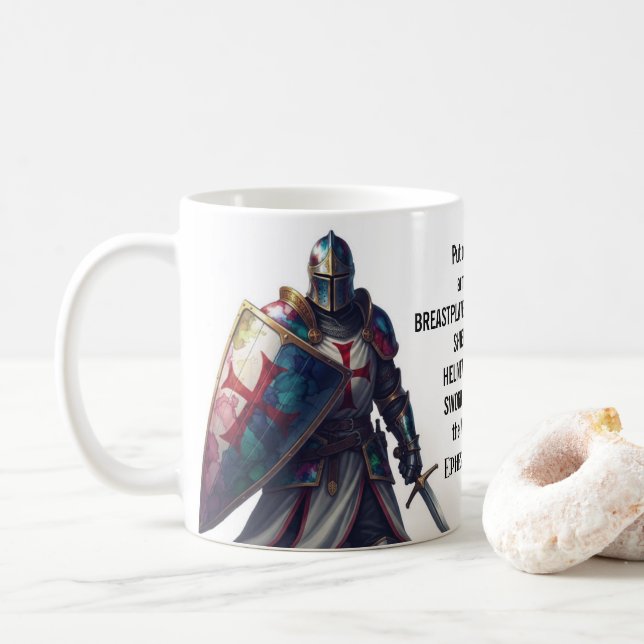 Mug Christian Bible Verse Ephesians 6:10-18 Knight (Avec donut)