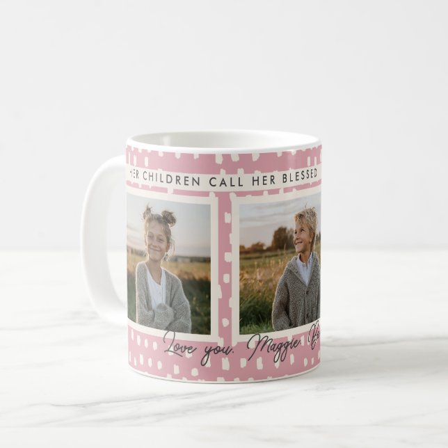 Mug Christian Blessed Mom Collage photo Keepsaké rose (Devant gauche)