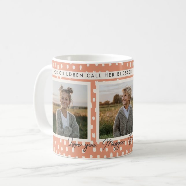 Mug Christian Blessed Mom Photo Collage Keepsaké Peach (Devant gauche)