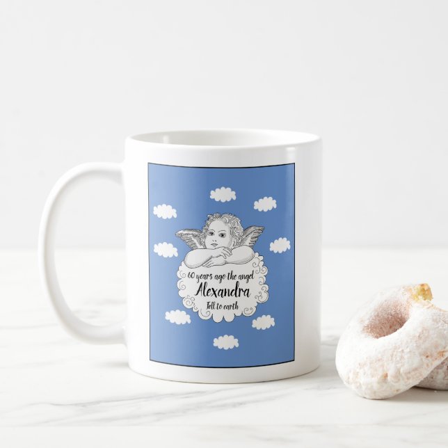 Mug Christian Cloud Angel Joyeux 60e anniversaire (Avec donut)