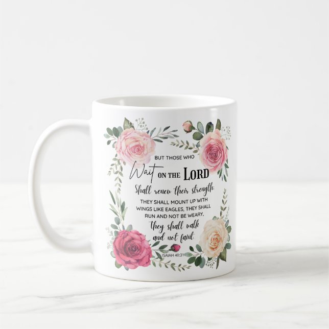 Mug Christian Floral Isaïe 40:31 (Gauche)