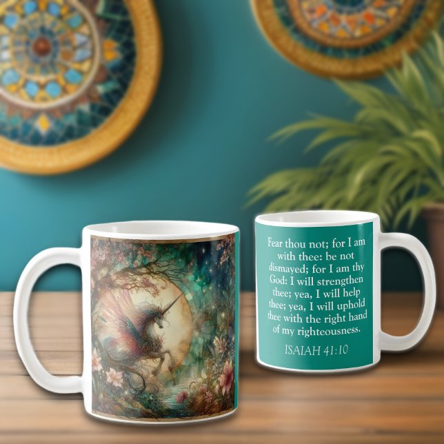 Mug Christian Isaiah Verse Whimsical Unicorn Art (Créateur téléchargé)