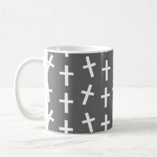 Mug Christian Jesus motif gris croisé