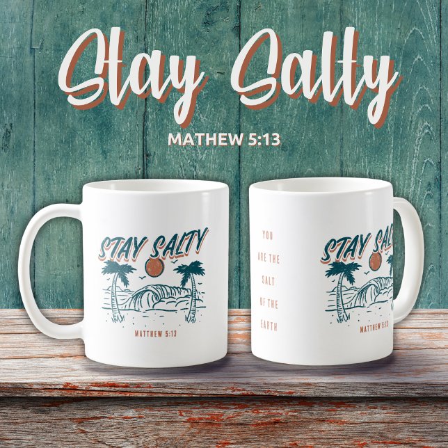 Mug Christian Stay Salty Matthew 5:13 Retro Beach (Créateur téléchargé)