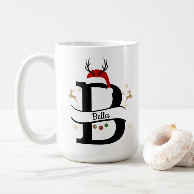 Mug Christmas Alphabet Collection – Letter B Design (Avec donut)