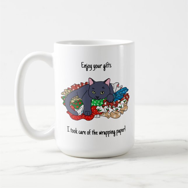 Mug Christmas cat with wrapping paper (Gauche)