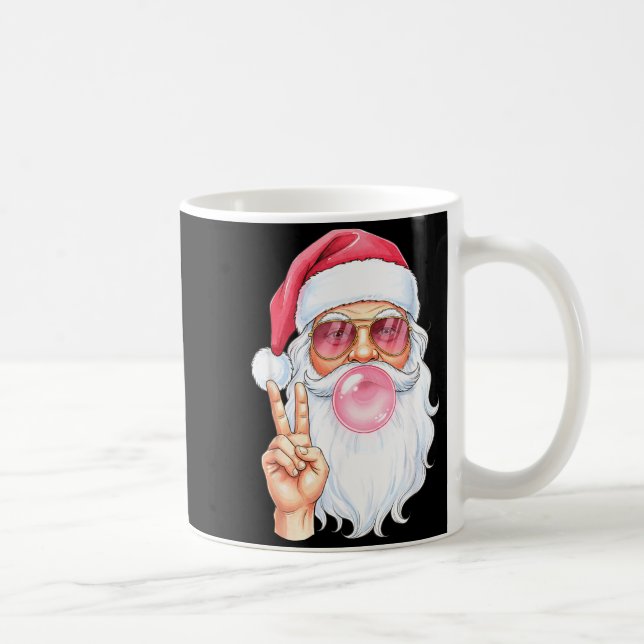 Mug Christmas Cool Santa Bubble Gum Peace Sign Retro S (Droite)