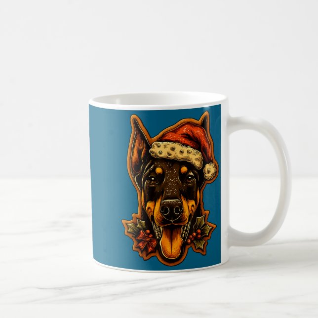 Mug Christmas Doberman Dog With Santa Hat Gingerbread  (Droite)