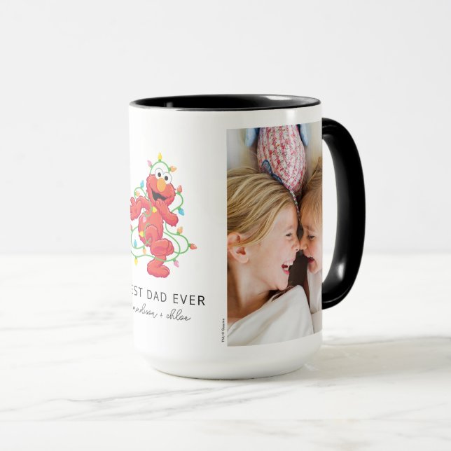 Mug Christmas Elmo | Meilleur papa - Photo (Devant droit)