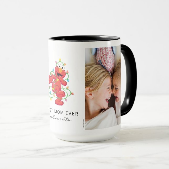 Mug Christmas Elmo | Meilleure maman - Photo (Devant droit)