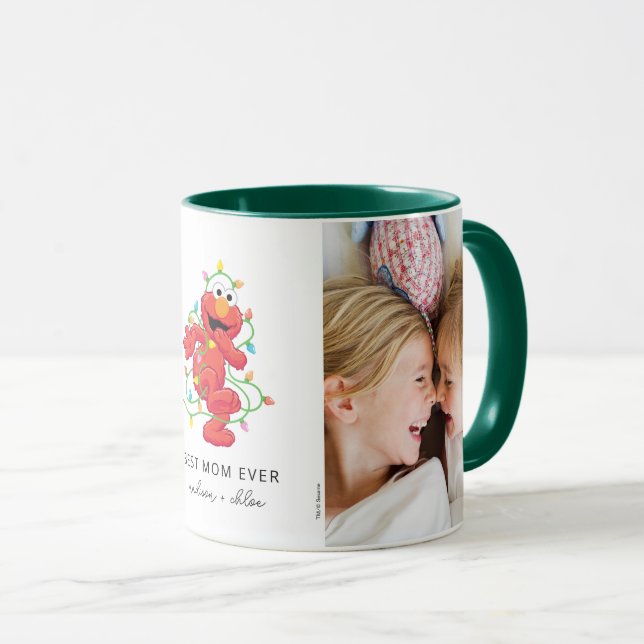 Mug Christmas Elmo | Meilleure maman - Photo (Devant droit)