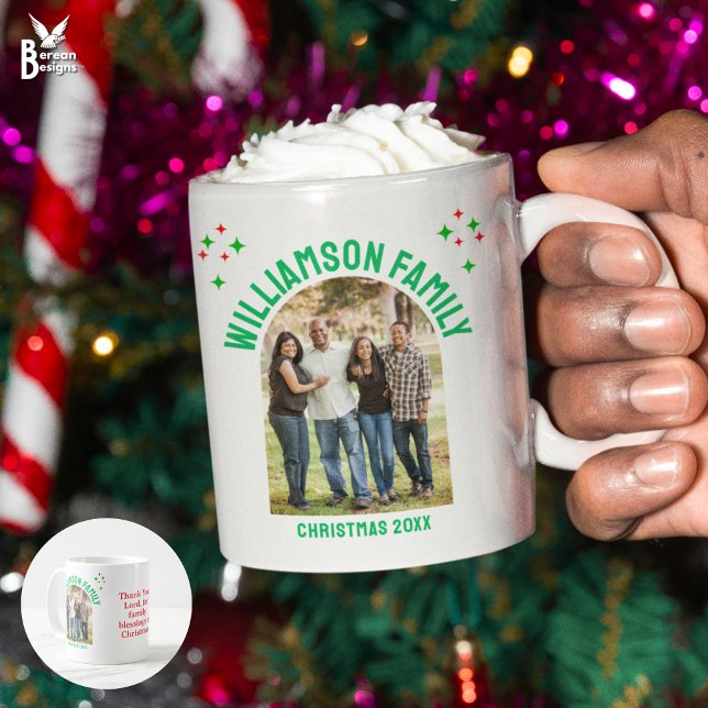 Mug CHRISTMAS FAMILY REUNION Group Souvenir Photo (Christmas Family Reunion Photo mug with customizable photo and text to celebrate the festivities)