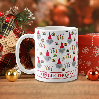 Mug Christmas Gift For Uncle, Gnome & Reindeer Pattern