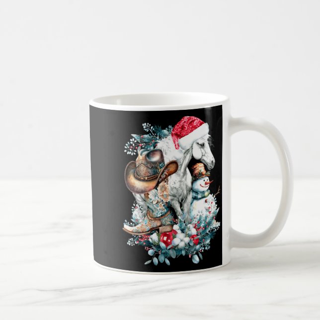 Mug Christmas Horse In Santa Hat Cowgirl Cowboy Boots  (Droite)