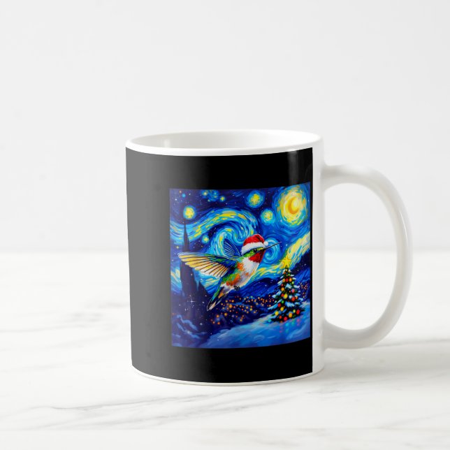 Mug Christmas Hummingbird Santa Hat Van Gogh Starry Ni (Droite)