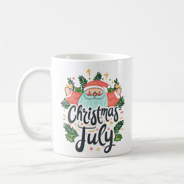 Mug Christmas in July Fun & Festive Santa Design (Gauche)
