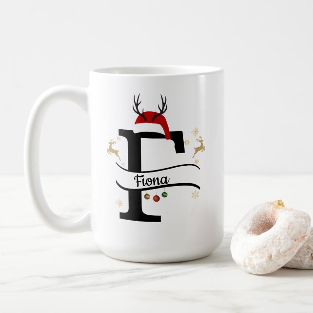 Mug Christmas Letter F Alphabet  (Avec donut)