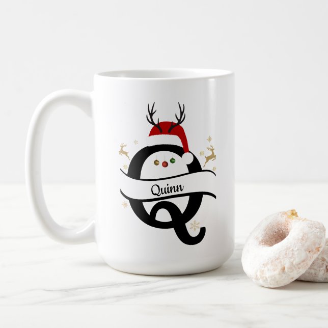 Mug Christmas Letter Q Alphabet  (Avec donut)
