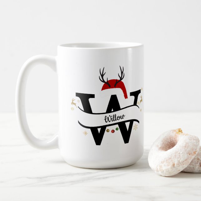 Mug Christmas Letter W Alphabet  (Avec donut)