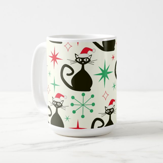 Mug Christmas Mid Century Retro Atomic Cats  (Devant gauche)