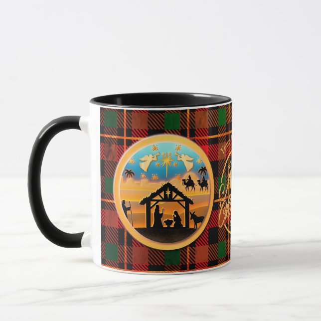Mug Christmas Nativity Baby Jesus in Manger Scene (Gauche)