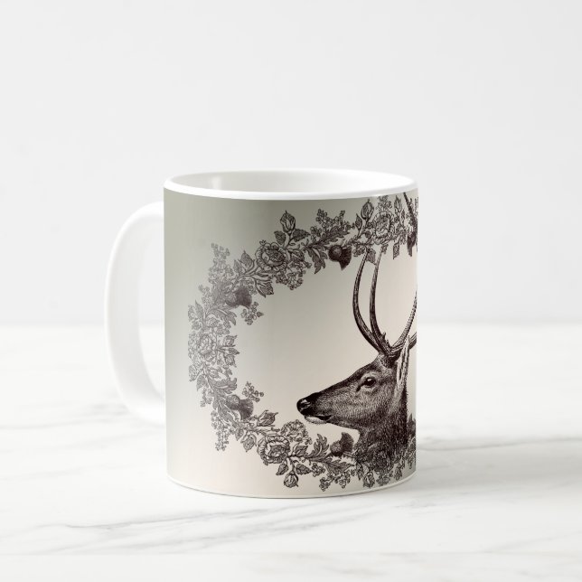 Mug Christmas Party Floral Reindeer Golden Winter (Devant gauche)