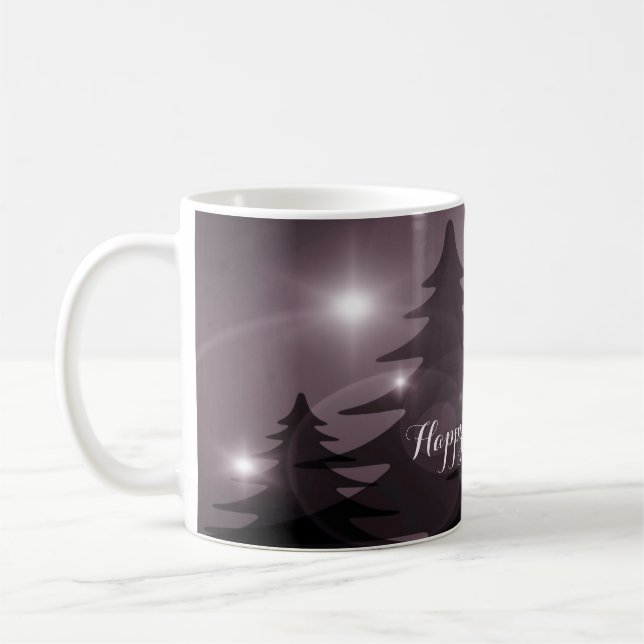 Mug Christmas Party Pink Trees Holiday Winter Elegant (Gauche)