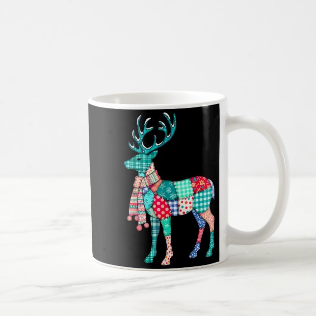 Mug Christmas Reindeer Patchwork Reindeer Men Women Ki (Droite)