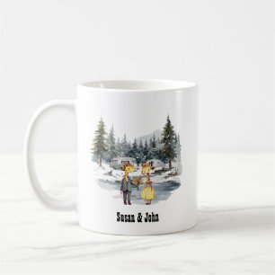 Mug Christmas RV Lake Camp Nouveau marié Couple Giraff