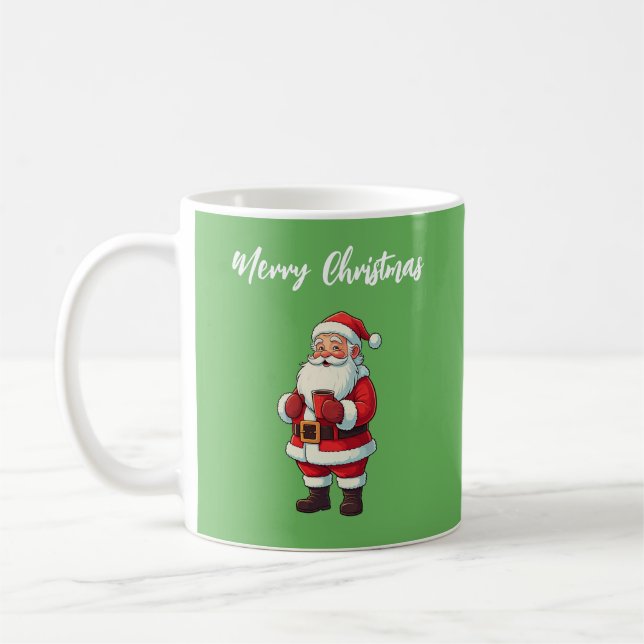 Mug Christmas Santa Claus Drinking Hot Chocolate (Gauche)