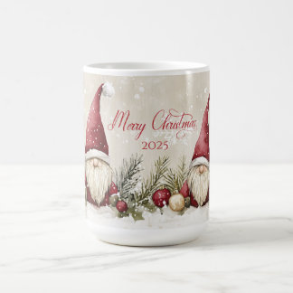 Mug Christmas Santa Gnomes, Pine, Berries |