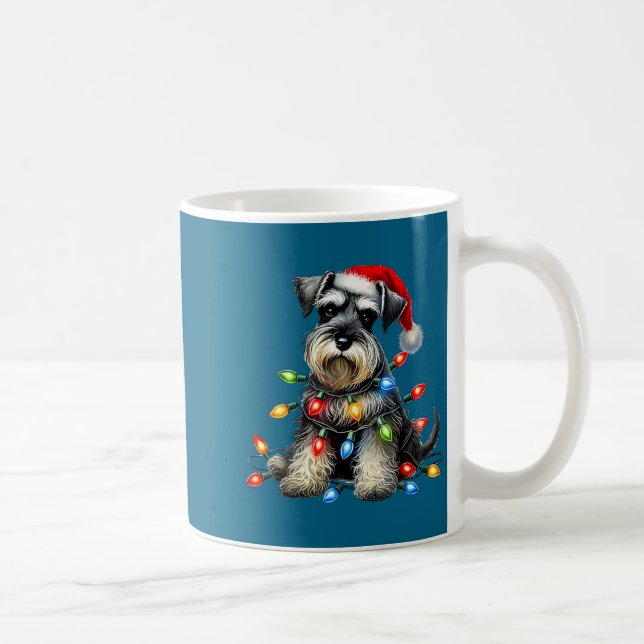 Mug Christmas Schnauzer Dog Santa Hat Xmas Light Holid (Droite)