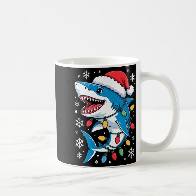 Mug Christmas Shark Santa Hat Wrapped Lights Holiday S (Droite)