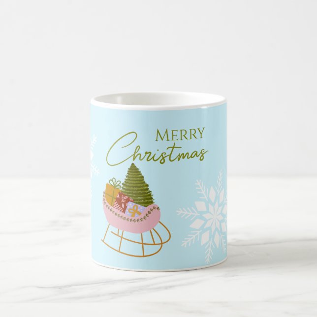 Mug Christmas sleigh with gifts, tree Holiday Gift (Centre)