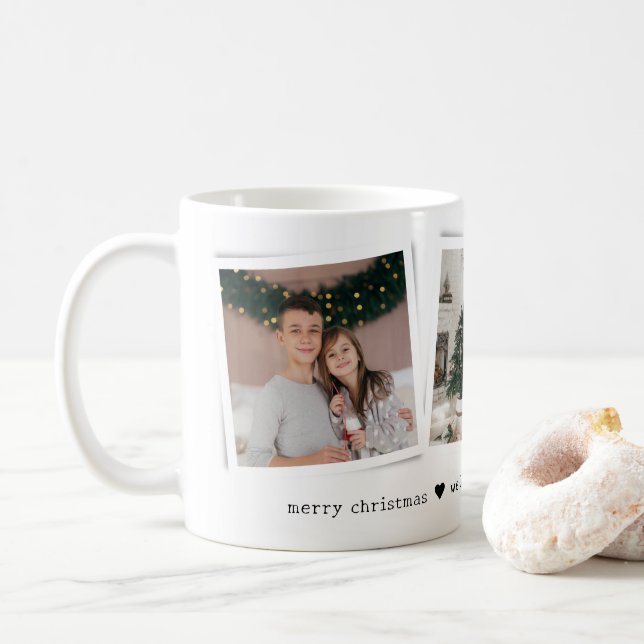 Mug Christmas Snapshots 3 Photo Personalized Gift (Avec donut)