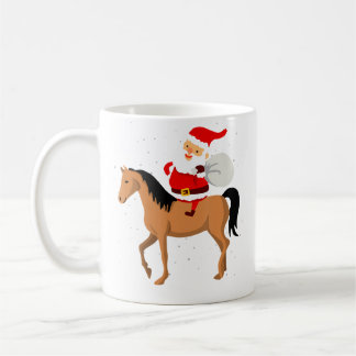 Mug Christmas Snowy Santa Riding Horse Xmas Ugly