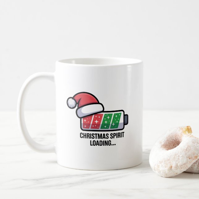Mug Christmas Spirit Loading Funny Holiday  (Avec donut)