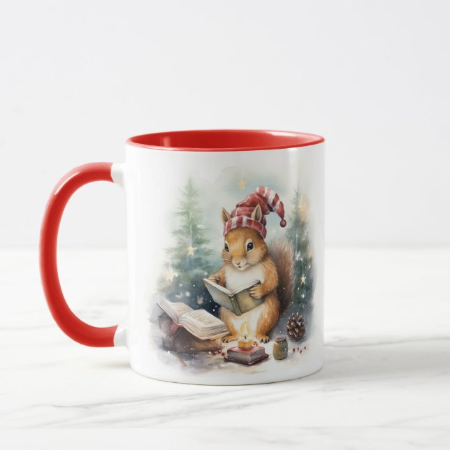 Mug Christmas Squirrel reading (Gauche)