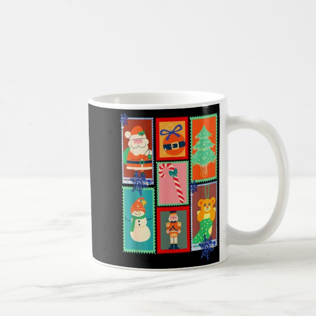 Mug Christmas Stamps Retro Funny Gift Men, Women, Girl (Droite)