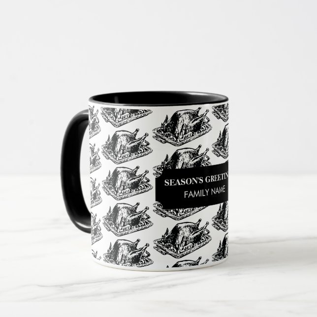 Mug Christmas Thanksgiving Vintage Turquie Nom personn (Devant gauche)