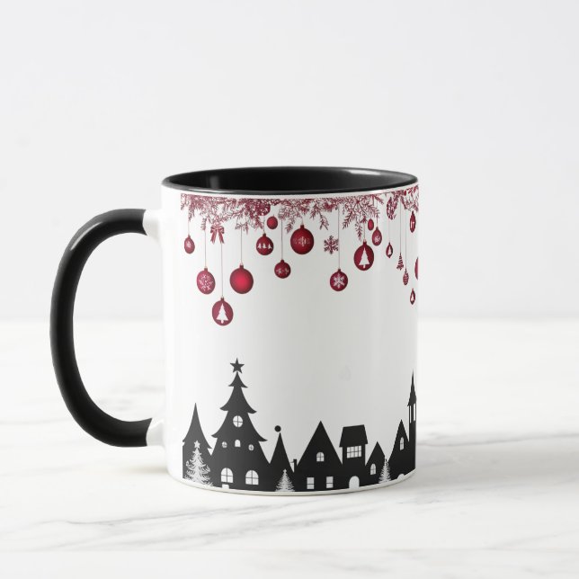 Mug Christmas Village Silhouette – Red Ornaments  (Gauche)