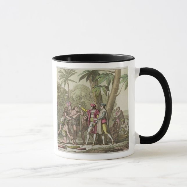 Mug Christophe Colomb (1451-1506) avec Ameri indigène (Droite)