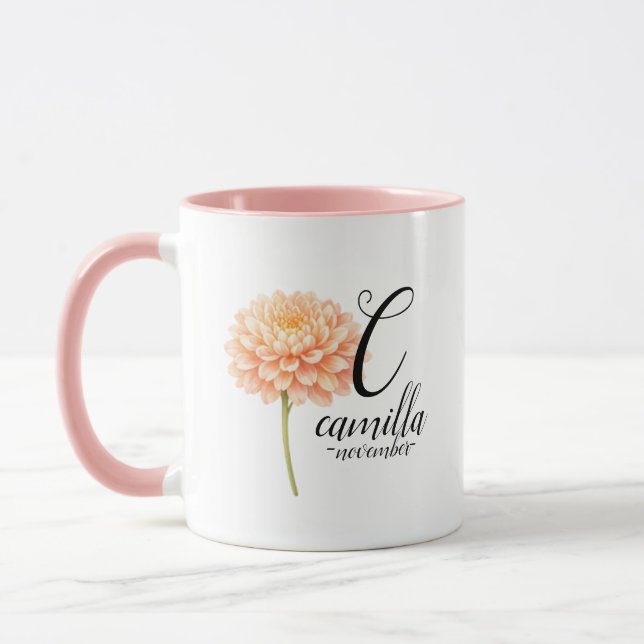 Mug Chrysanthème doré élégant aux pétales en fleurs (Gauche)