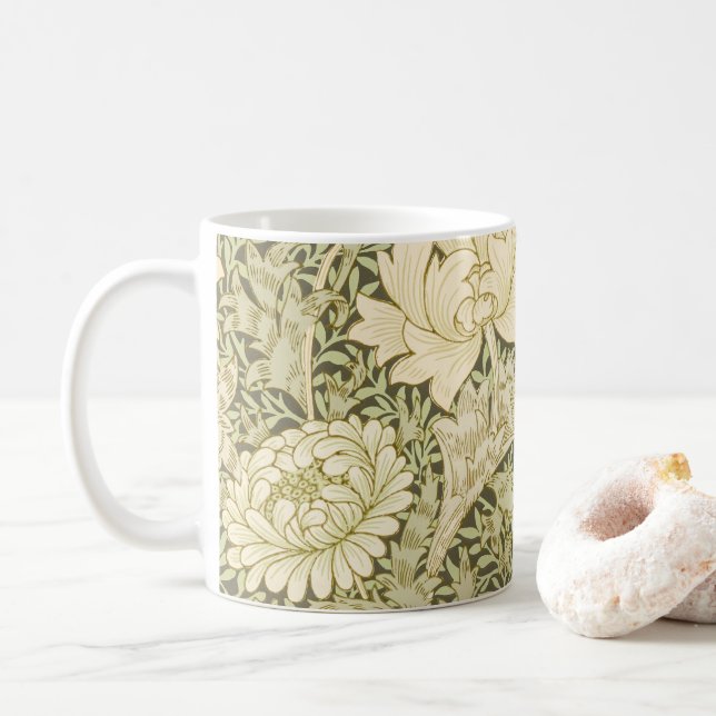 Mug Chrysanthème par William Morris, Art Vintage (Avec donut)