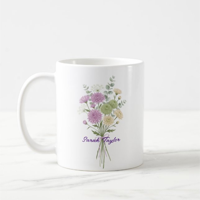Mug Chrysanthème personnalisé fleur de naissance sur m (Gauche)