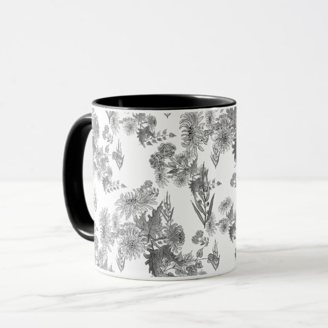 Mug Chrysanthèmes Lilac, boue aquarelle (Devant gauche)