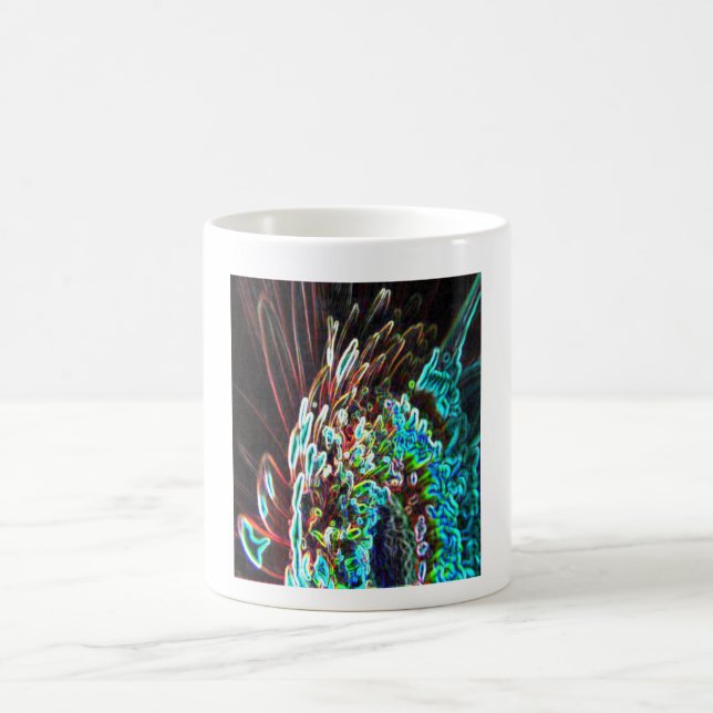 Mug Chrysanthemum Glow Art bleu vert, blanc et rouge (Centre)
