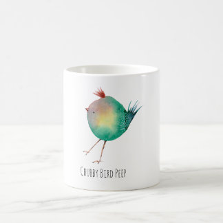 Mug Chubby Bird Peep, Whimsical bird, colourfull Koffi