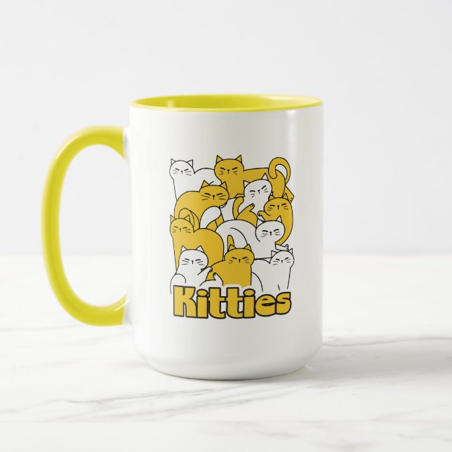 Mug Chubby Kitties Design - Cat Art adorable (Gauche)